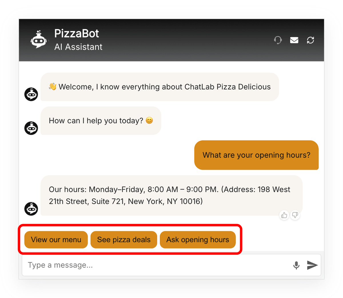Dynamic follow-up buttons in the chat widget|width=40