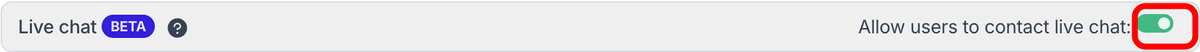 Enable live chat toggle