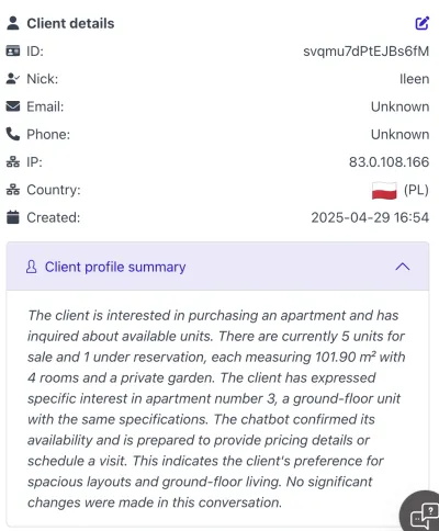 Client summaries