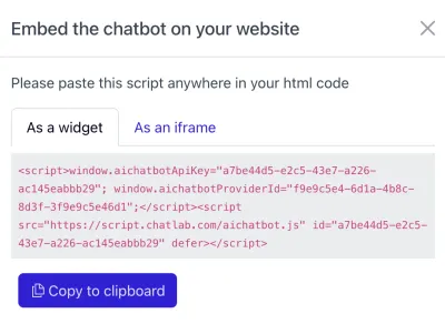 Embed in website